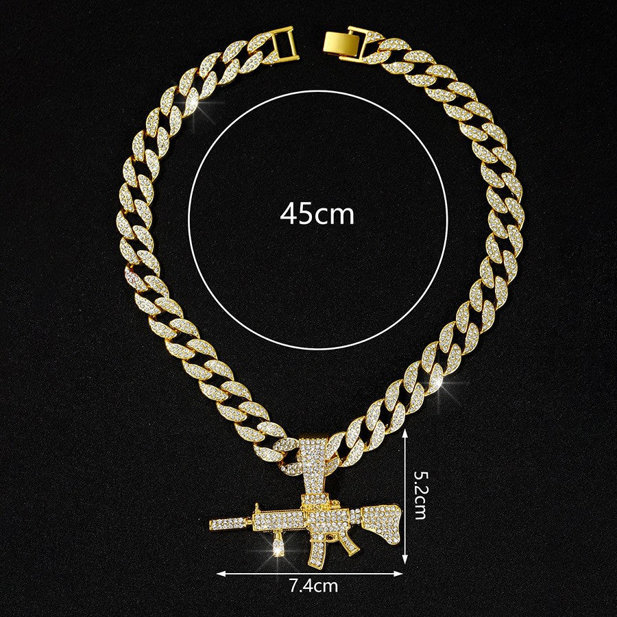 Wholesale Diamond Gun Pendant Alloy Necklace